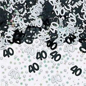 40th Birthday Black and Silver Confetti
