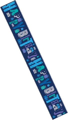Blue Happy Birthday Holographic 9FT Banner