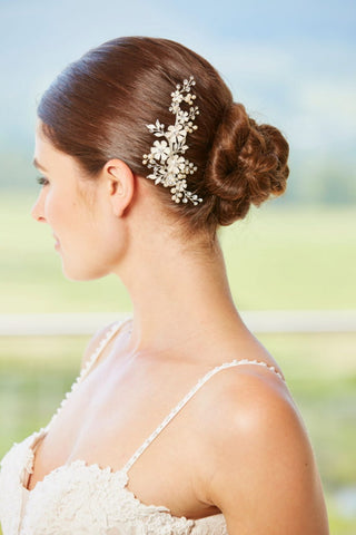 Flowers, Pearl and Diamante Hair Clip