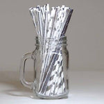 Silver and White Assorted Drinking Paper Straws 30pc