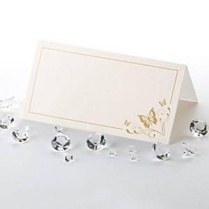 Elegant Butterfly Place Cards - Ivory & Gold - Pack of 50