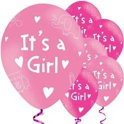 It's A Girl Pink Latex Balloons-11''