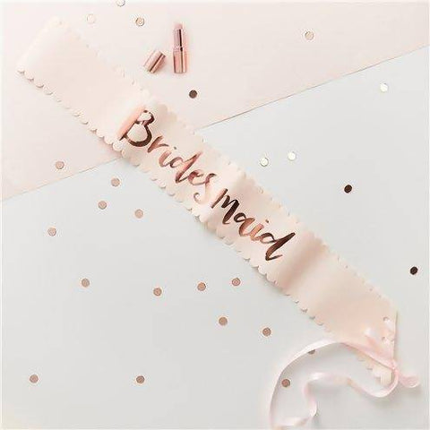 Bridesmaid' Rose Gold Foiled Paper Sashes