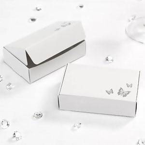 White Cake Box with Silver Butterfly's 10 Pack