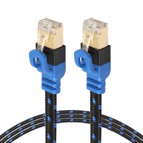 REXLIS CAT7-2 Gold-plated CAT7 Flat Ethernet 10 Gigabit Two-colour Braided Network LAN Cable for Modem Router LAN Network, with Shielded RJ45 Connectors, Length: 5m