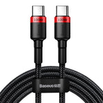 Baseus Cafule Series USB-C / Type-C PD 2.0 100W Flash Charging Cable, Length: 2m (Black Red)