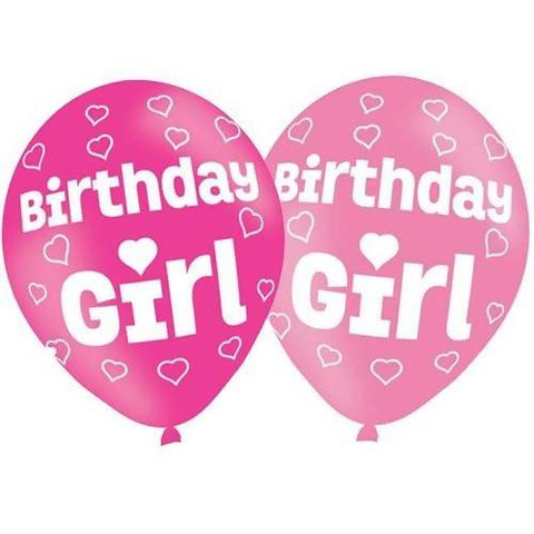 Dark and Pale Pink Birthday Girl Latex Balloons-11''