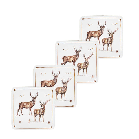 Winter Stags set of 4 Coasters