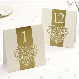 Vintage Romance - Table Numbers - Ivory & Gold 1 to 12