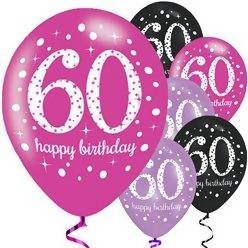 Happy 60th Birthday Pink Sparkling Celebration Balloons