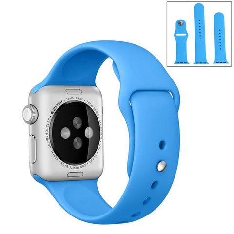 Apple Watch Series 6 & SE & 5 & 4 44mm / 3 & 2 & 1 42mm & Longer Rubber Sport Watchband with Pin-and-tuck Closure (Blue)