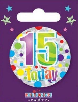 Age 15-Multicoloured Birthday Badge