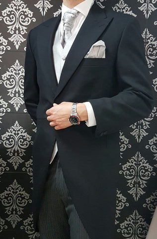 Black Tailcoat Silver Galaxy Suit Hire