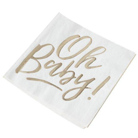 Oh Baby Gold Foiled Paper Napkins-33cm