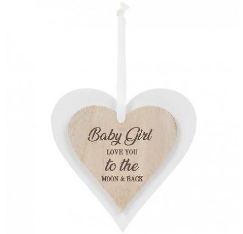 Double Heart Plaque-Baby Girl-12cm