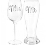 Mr & Mrs Beer & Wine Glass Set