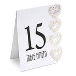 White Elegant Hearts Table Numbers 1 -15