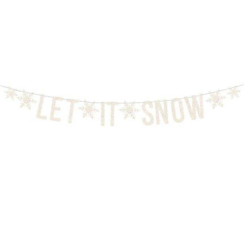 White Holographic Let It Snow Banner - 1.7m