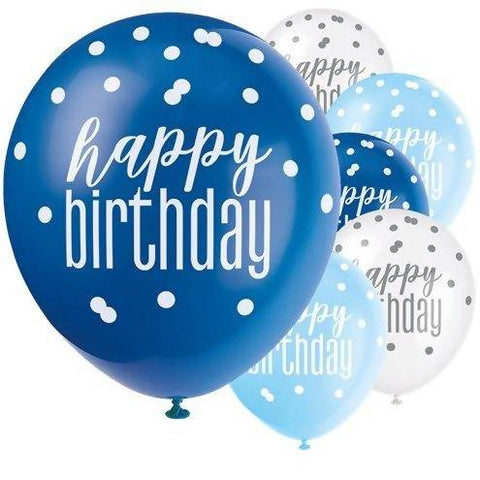 Blue Birthday Glitz Balloons