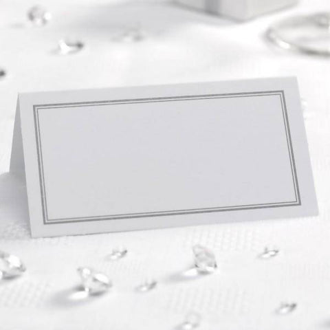 Border Place Cards White & Silver - Pack of 50