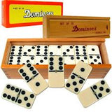 DOUBLE SIX DOMINOES SET IN WOOD BOX