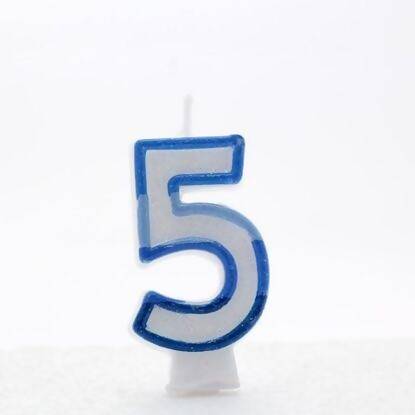 Blue Number 5 Candle