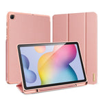 Samsung Galaxy Tab S6 Lite 10.4 inch DUX DUCIS Domo Series Horizontal Flip Magnetic PU Leather Case Cover with Three-folding Holder & Pen Slot (Pink)