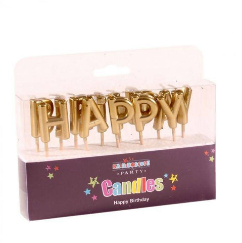 Happy Birthday Gold Pick Candle