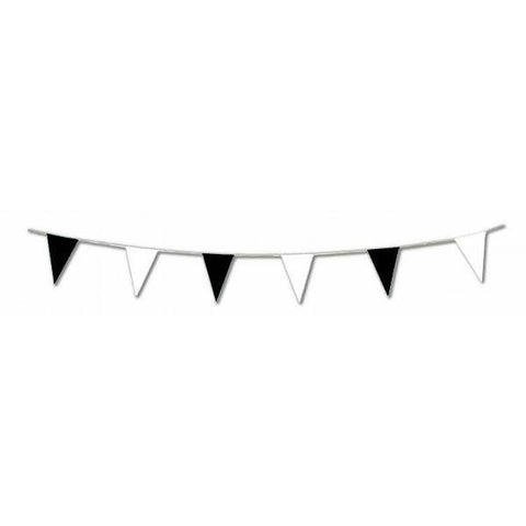 33ft Black and White Pennant Plastic Bunting