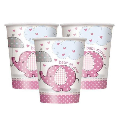 Umbrellaphants Pink Paper Cups-255ml