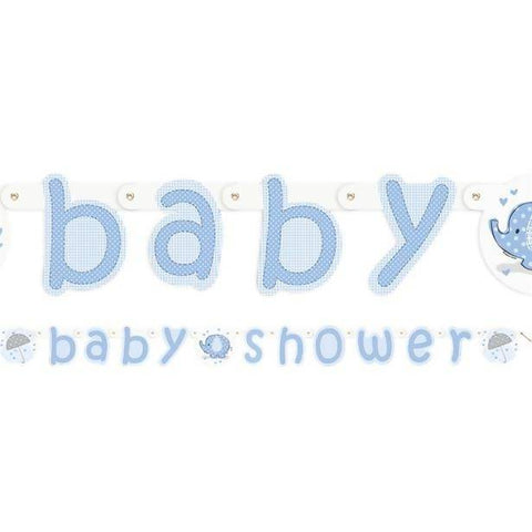 Umberellaphants Blue Baby Shower Jointed Banner