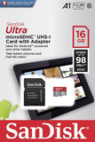SanDisk Ultra 16GB Class 10, UHS-Class 1 A1 rating with adapter