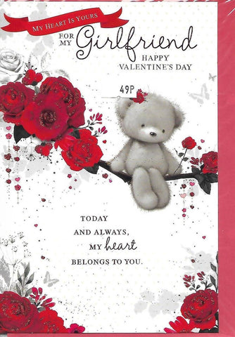 To MY Girlfriend On Valentines Cute Teddy Card