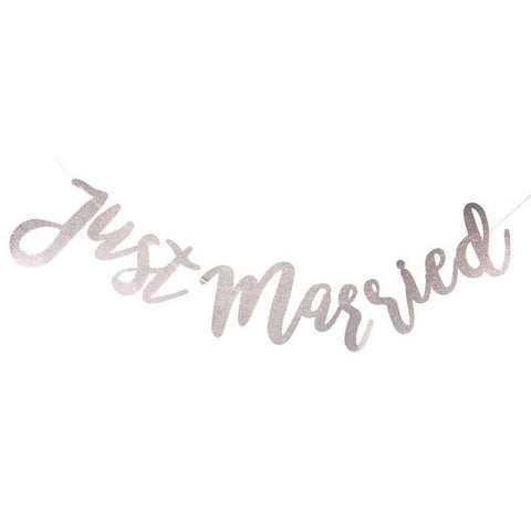 Just Married Silver Banner
