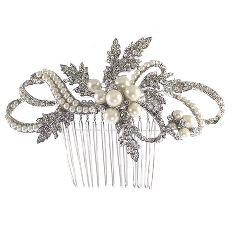 Vintage Style Diamante & Pearl Bridal Comb