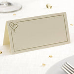 Contemporary Heart Place Cards Ivory & Gold - Pack of 50