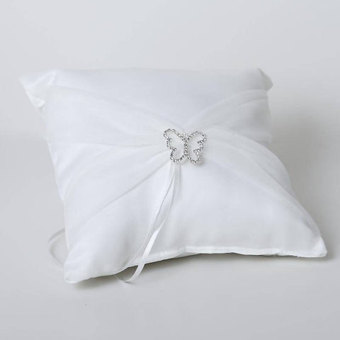White Butterfly Ring Cushion
