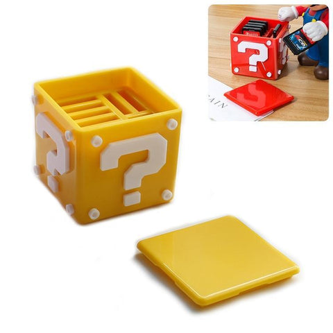 12 in 1 Mario Theme Box Game Card TF Card Holder Storage Box for Nintendo Switch (Yellow)