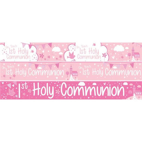 Pink First Holy Communion Paper Banners-3pk