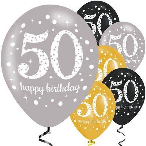 Happy 50th Birthday Gold Mix Sparkling Celebration Balloons