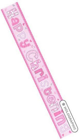 Pink Holographic Christening Banner