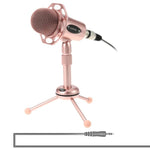 Yanmai Y20 Professional Game Condenser Microphone with Tripod Holder, Cable Length: 1.8m, Compatible with PC and Mac for Live Broadcast Show, KTV, etc. (Rose Gold)