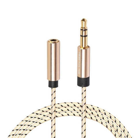 3.5mm Male to Female Stereo Gold-plated Plug AUX - Earphone Cotton Braided Extension Cable for 3.5mm AUX Standard Digital Devices, Length: 1.8m