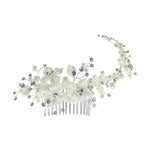 Pearl, Diamante and Flower Bridal Comb