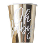 Oh Baby Gold Foiled Paper Cups-255ml