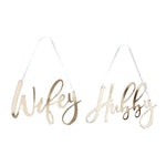 Gold Wedding Wifey & Hubby Chair Signs