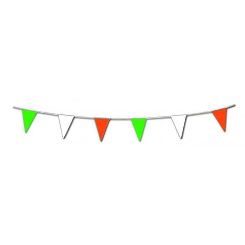33ft Green, White and Orange Pennant Bunting