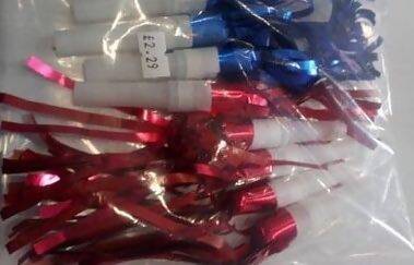 Red and Blue Party Blowers-8pk