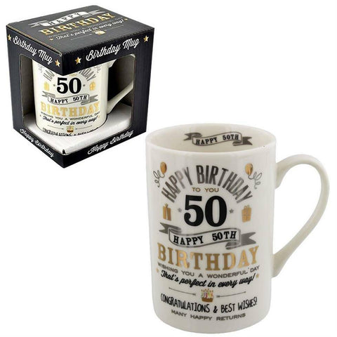 Signography Vintage Range Gift Boxed Birthday Mug - 50th Birthday