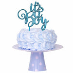 It's A Boy Metallic Blue Baby Shower Cake Topper